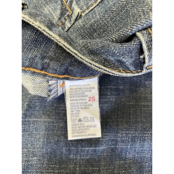 Tommy Hilfiger Dark Wash Cuffed Mid Rise Trouser Jeans Size 2S Flare Denim - Picture 6 of 10
